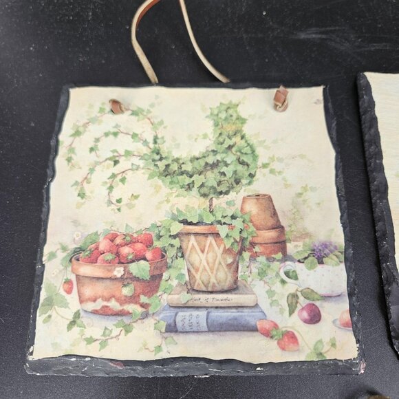 Decorative Slate Wall Art Set 3 Annie LaPoint Botanical Garden Kitchen Evergreen - Picture 2 of 9